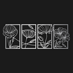 Artistic Poppy Flowers Metal Wall Art Set 31 × 47 cm / Black