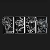 Artistic Poppy Flowers Metal Wall Art Set 31 × 47 cm / Black