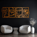 Artistic Poppy Flowers Metal Wall Art Set 31 × 47 cm / Black
