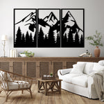 Bold Mountain Pine Metal Wall Art Set 41 × 69 cm / Black