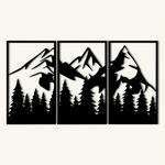 Bold Mountain Pine Metal Wall Art Set 41 × 69 cm / Black