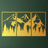 Bold Mountain Pine Metal Wall Art Set 41 × 69 cm / Black