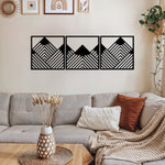 Bold Geometric Mountain Metal Wall Art Set 45 × 45 cm / Black