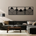 Bold Geometric Mountain Metal Wall Art Set 45 × 45 cm / Black