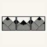 Bold Geometric Mountain Metal Wall Art Set 45 × 45 cm / Black