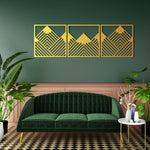 Bold Geometric Mountain Metal Wall Art Set 45 × 45 cm / Black