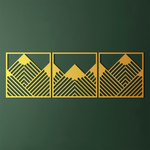 Bold Geometric Mountain Metal Wall Art Set 45 × 45 cm / Black