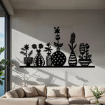 Modern Botanical Vases Metal Wall Art 70 × 38 cm / Black