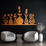 Modern Botanical Vases Metal Wall Art 70 × 38 cm / Black