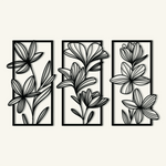 Stylish Floral Metal Wall Art Set 42 × 70 cm / Black