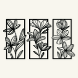Stylish Floral Metal Wall Art Set 42 × 70 cm / Black