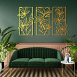 Stylish Floral Metal Wall Art Set 42 × 70 cm / Black