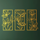 Stylish Floral Metal Wall Art Set 42 × 70 cm / Black