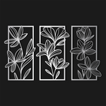 Stylish Floral Metal Wall Art Set 42 × 70 cm / Black