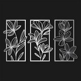 Stylish Floral Metal Wall Art Set 42 × 70 cm / Black
