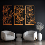 Stylish Floral Metal Wall Art Set 42 × 70 cm / Black