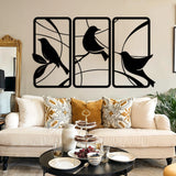 Artistic Bird Silhouette Metal Wall Art Set 40 × 72 cm / Black