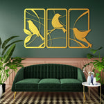 Artistic Bird Silhouette Metal Wall Art Set 40 × 72 cm / Black
