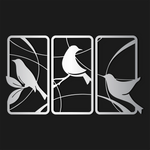 Artistic Bird Silhouette Metal Wall Art Set 40 × 72 cm / Black