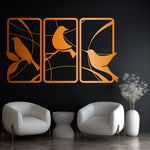 Artistic Bird Silhouette Metal Wall Art Set 40 × 72 cm / Black