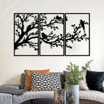 Refined Birds on Branch Metal Wall Art Set 41 × 70 cm / Black