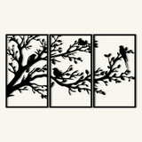 Refined Birds on Branch Metal Wall Art Set 41 × 70 cm / Black