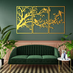 Refined Birds on Branch Metal Wall Art Set 41 × 70 cm / Black