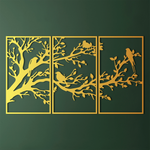 Refined Birds on Branch Metal Wall Art Set 41 × 70 cm / Black