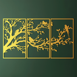 Refined Birds on Branch Metal Wall Art Set 41 × 70 cm / Black