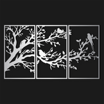 Refined Birds on Branch Metal Wall Art Set 41 × 70 cm / Black