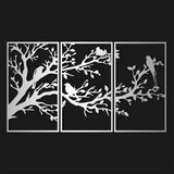 Refined Birds on Branch Metal Wall Art Set 41 × 70 cm / Black
