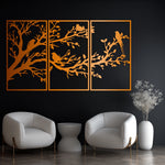 Refined Birds on Branch Metal Wall Art Set 41 × 70 cm / Black