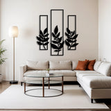 Contemporary Botanical Metal Wall Art Set 27 × 72 cm , 30 × 95 cm , 27 × 72 cm / Black