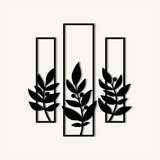 Contemporary Botanical Metal Wall Art Set 27 × 72 cm , 30 × 95 cm , 27 × 72 cm / Black