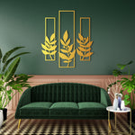 Contemporary Botanical Metal Wall Art Set 27 × 72 cm , 30 × 95 cm , 27 × 72 cm / Black