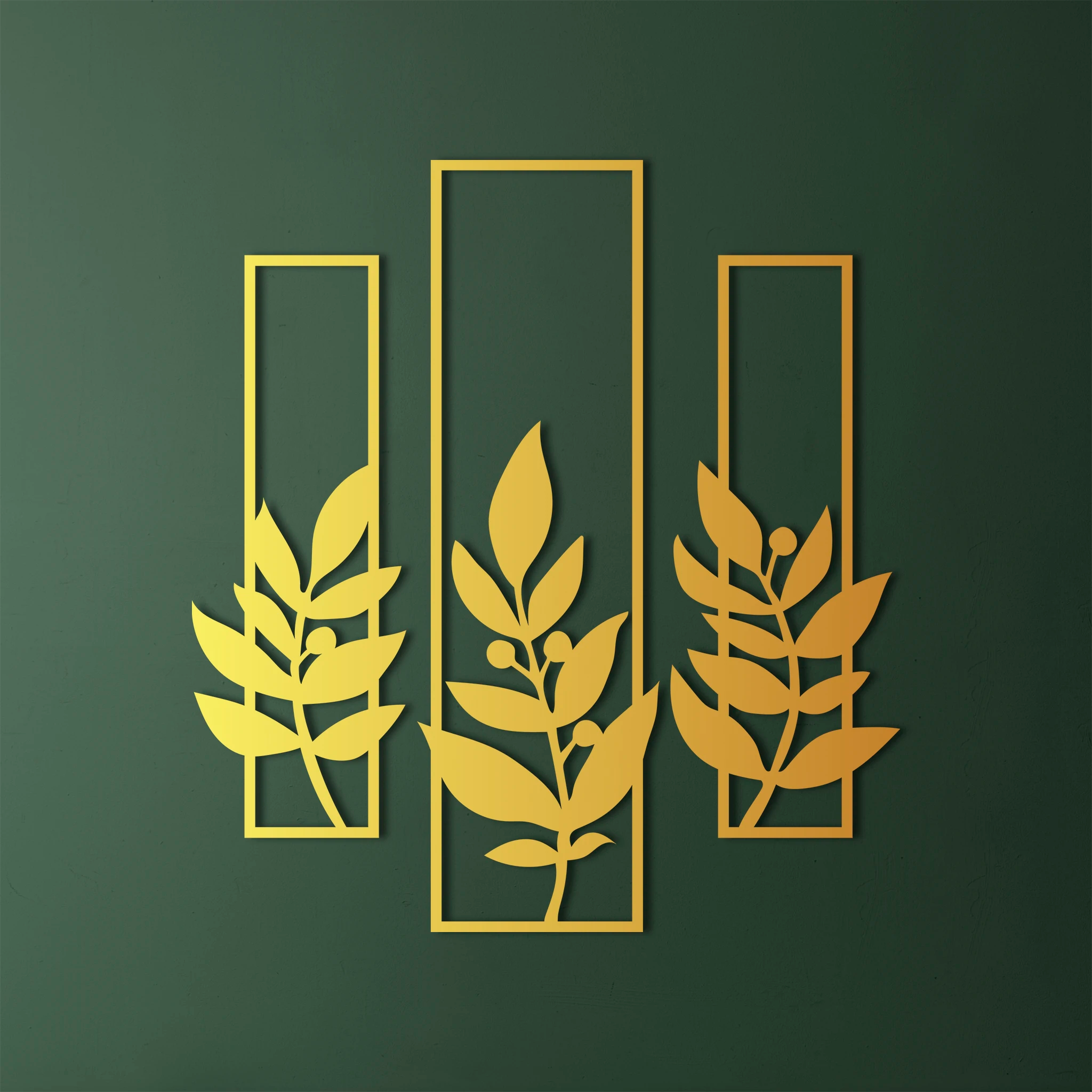 Contemporary Botanical Metal Wall Art Set 27 × 72 cm , 30 × 95 cm , 27 × 72 cm / Black