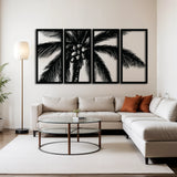 Tropical Palm Tree Metal Wall Art Set 30 × 62 cm / Black