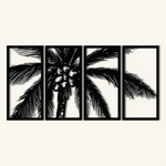 Tropical Palm Tree Metal Wall Art Set 30 × 62 cm / Black