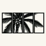Tropical Palm Tree Metal Wall Art Set 30 × 62 cm / Black