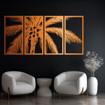 Tropical Palm Tree Metal Wall Art Set 30 × 62 cm / Black
