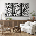 Classic Birds on Branch Metal Wall Art Set 41 × 70 cm / Black