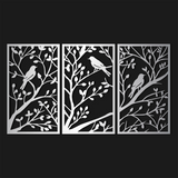 Classic Birds on Branch Metal Wall Art Set 41 × 70 cm / Black