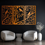 Classic Birds on Branch Metal Wall Art Set 41 × 70 cm / Black