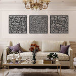 Set of 3 Kufi Ayatul Kursi, Surah An-Nas and Surah Al-Falaq Islamic Metal Art 62 x 62 cm / Gold