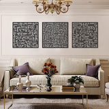 Set of 3 Kufi Ayatul Kursi, Surah An-Nas and Surah Al-Falaq Islamic Metal Art 62 x 62 cm / Gold