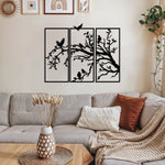 Nature Birds Silhouette Metal Wall Art Set 35 × 77 cm / Black