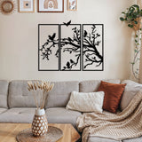 Nature Birds Silhouette Metal Wall Art Set 35 × 77 cm / Black