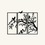 Nature Birds Silhouette Metal Wall Art Set 35 × 77 cm / Black