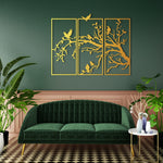 Nature Birds Silhouette Metal Wall Art Set 35 × 77 cm / Black