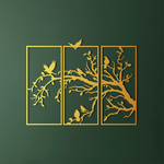 Nature Birds Silhouette Metal Wall Art Set 35 × 77 cm / Black